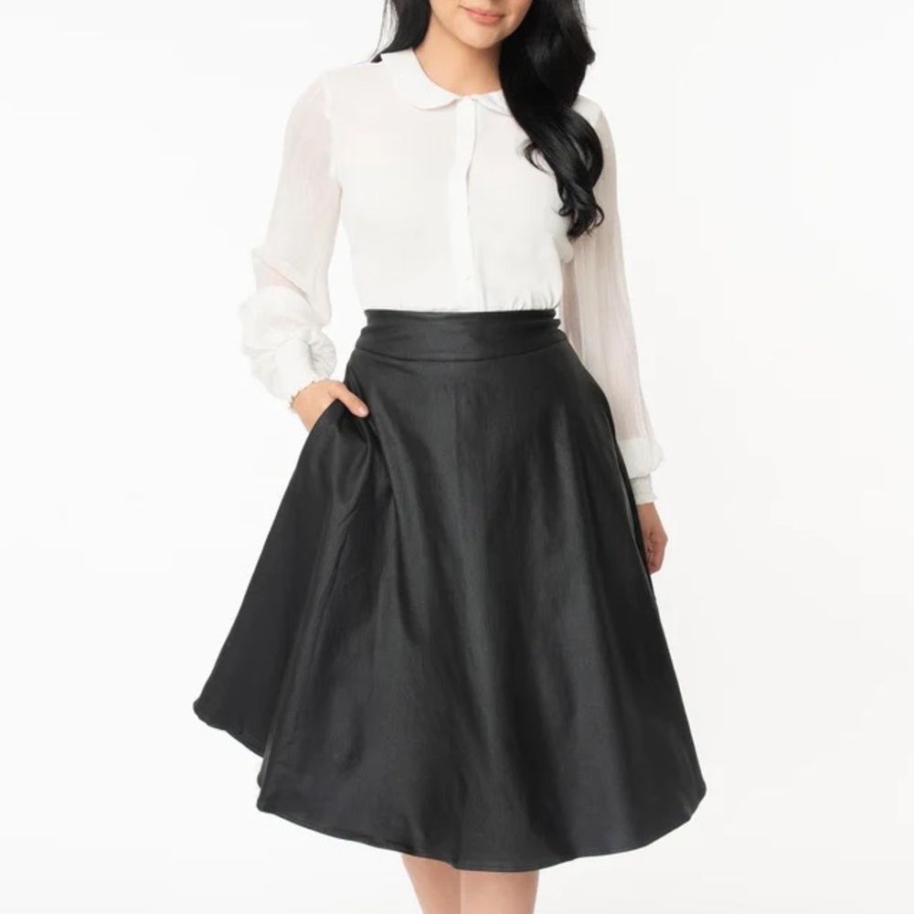 Unique Vintage Black A-Line Skirt